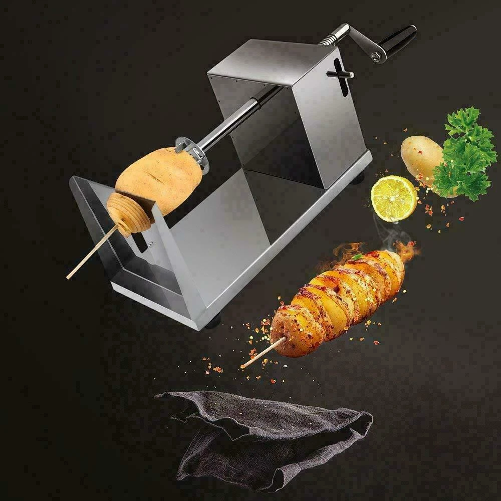 Automatic Stretch Stainless Steel Potato Slicer Chips Cutter Tornado Potato  Machine Spiral Twisted Potatoes On A Stick