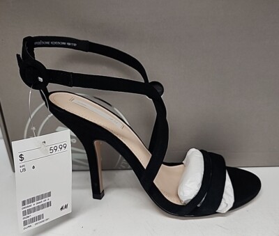 H&M Black Suede Leather High Heel Strappy Dress Sandals Size 6 | eBay
