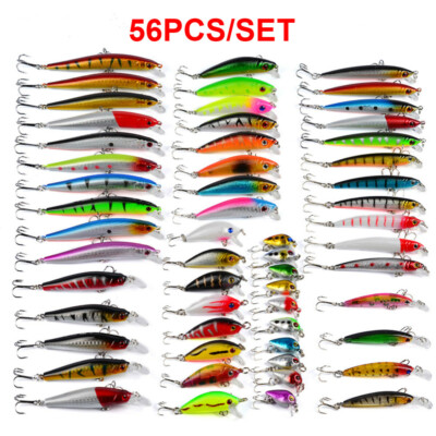 classic fishing lure 56PCS Classic Fishing Lures Bait Kit Crankbait Minnow Baits Fishing Tackle  Crank