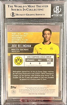 JUDE BELLINGHAM 2020-21 TOPPS STADIUM CLUB CHROME ROOKIE