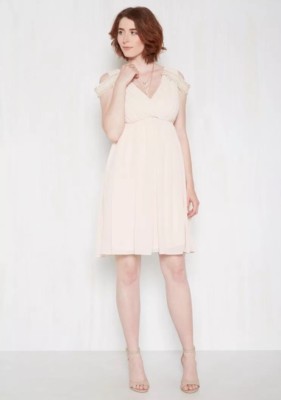 New ModCloth Tfnc London Beige Elegant party Dress Embellished Shoulder  Size M | eBay