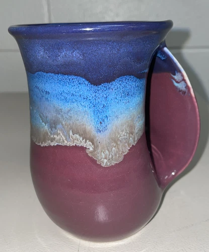 Hand Warming Coffee Tea Mug Art Pottery Signed Neher Pottery 2014  FREE SHIP