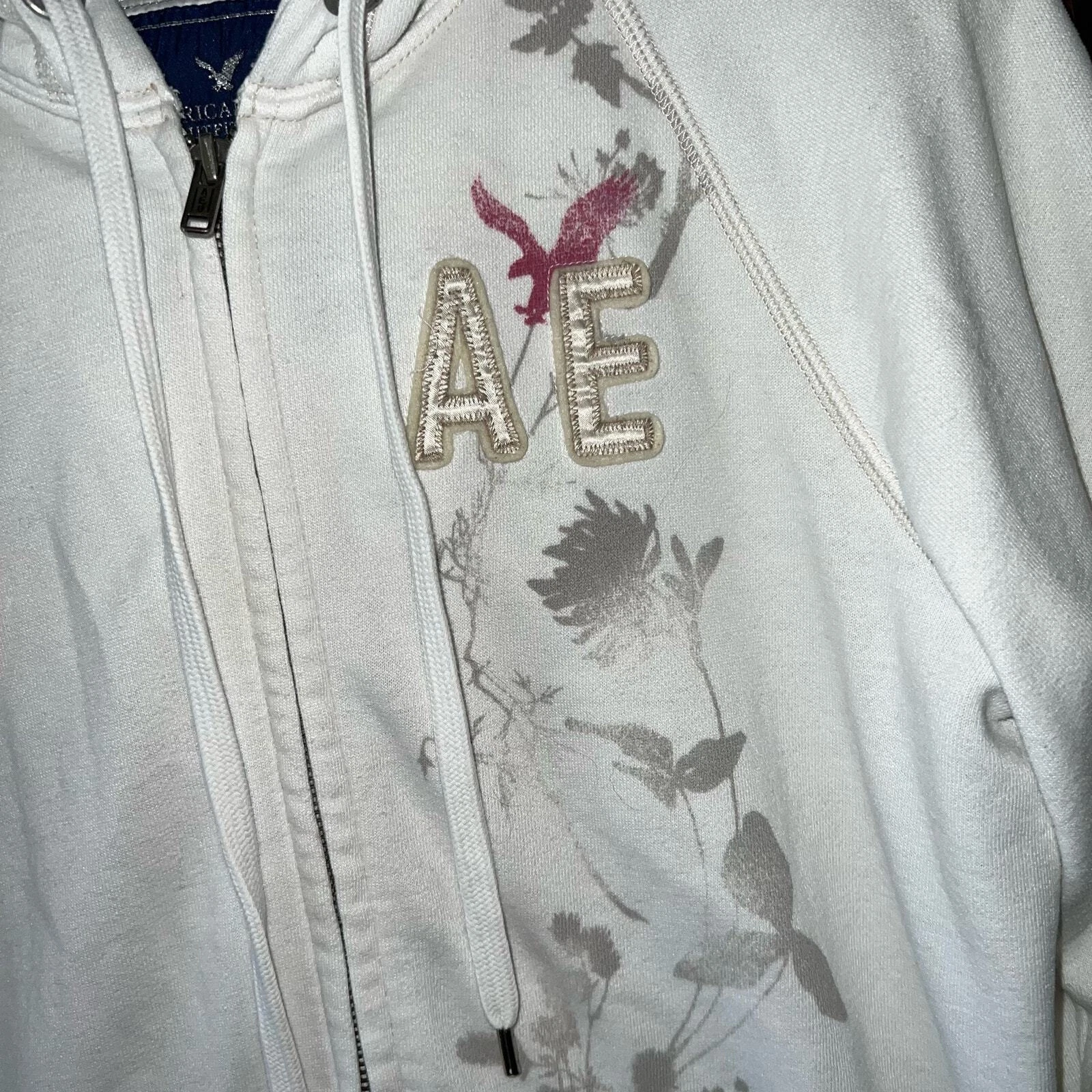 OFF WHITE Felpa con cappuccio full zip colore panna American Egale taglia large