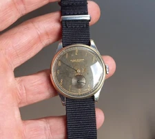 Vintage Olma Super Tropical Black Dial Military Style Watch 35mm
