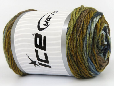 3-Skein Lot Baby Dream Batik Yarn Light 3x100g/250m Brown Gold Blue