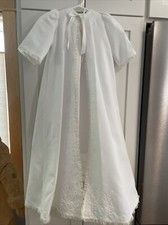 Vintage Baby Long Christening Dress Handmade Embroidery Baptism 2 Piece