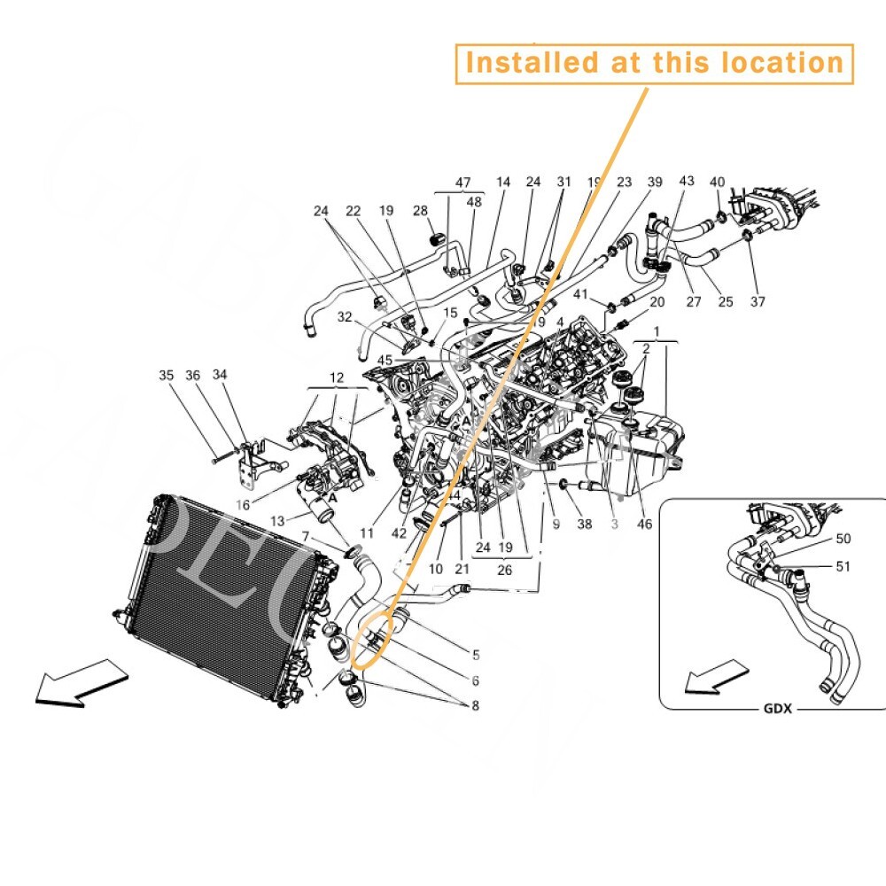 For Maserati Quattroporte Ghibli Radiator Cooling Water Outlet Hose 670031894