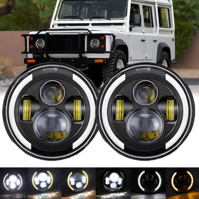 For Land Rover Defender 90 110 1993-1997 7'' LED Headlights Halo DRL Hi/Lo Beam
