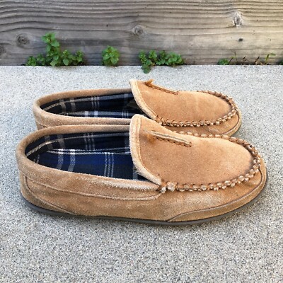 CLARKS Leather Suede Shoes Mens 10 M Loafers Brown Slip On