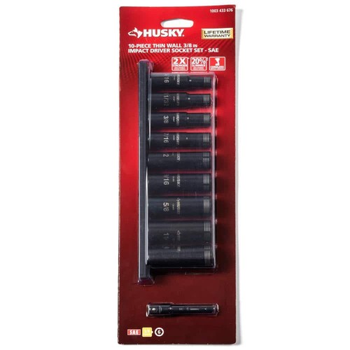 Husky Impact Socket Set SAE/Metric 3/8" Drive Thin Wall Deep 6-Point (20-Piece) - 第 3/6 張圖片