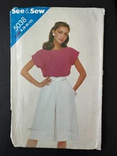 5038 Butterick See & Sew Misses Sewing Pattern Top Culottes Size 8 10 12