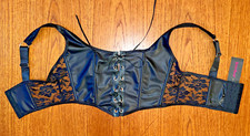 NWT BODY RAGE Black Matte Lace-Up Bustier/Crop Top W/Corset Eyelet Detail Size M