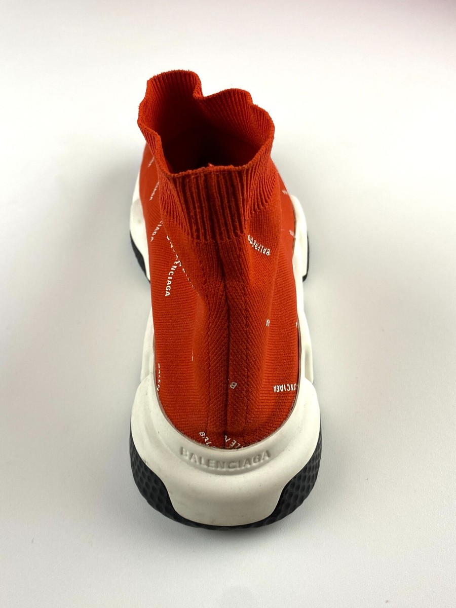 Balenciaga Logo All Over Speed Trainer Women's Red Socks