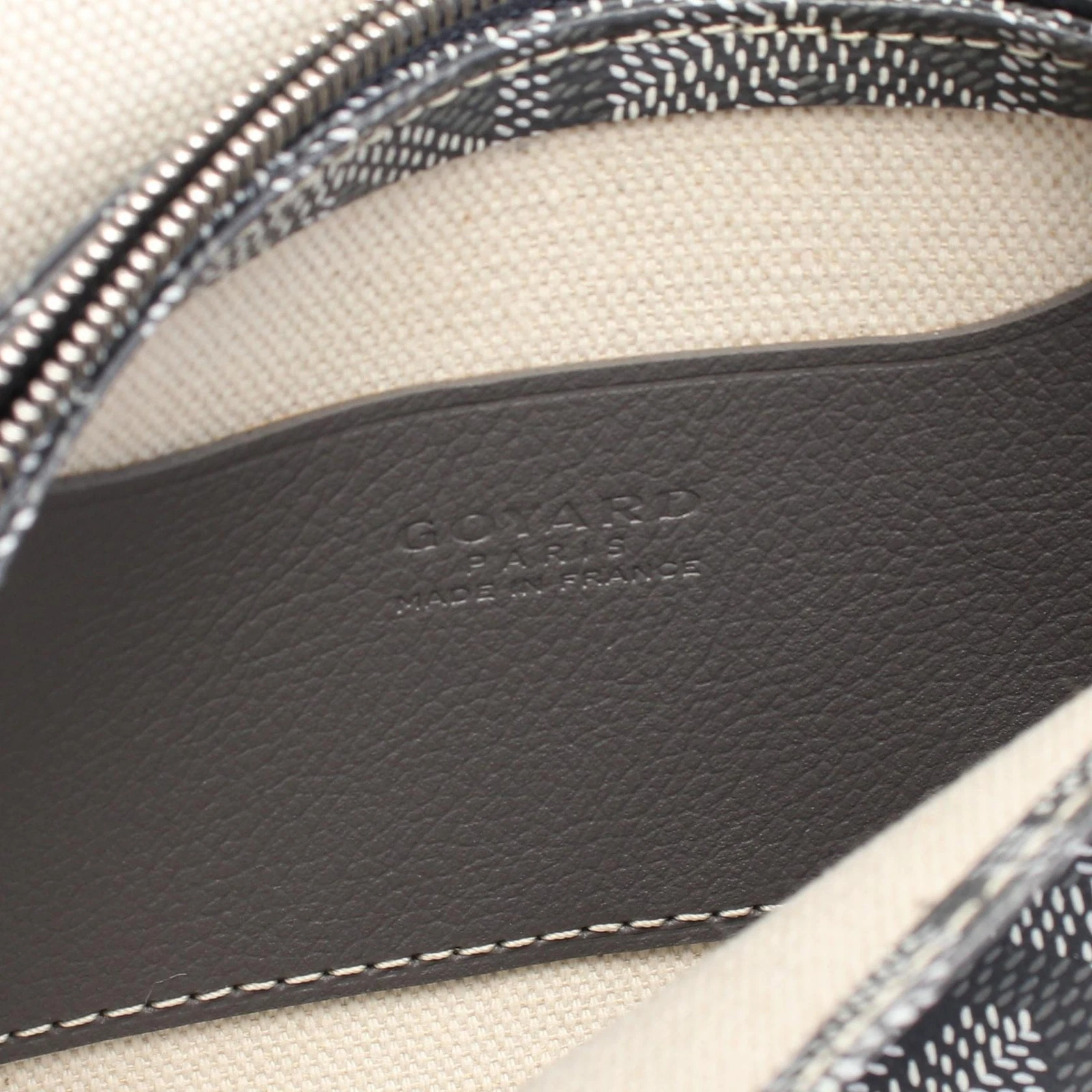 GOYARD plume pouch portafoglio tracolla borsa tela pelle grigio bianco