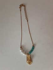 EUC Flip Flop Anklet Ankle Bracelet Gold Beads Adjusts 9"- 11" Beach Ocean Sea