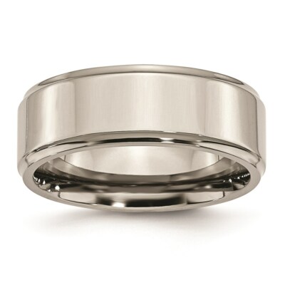 Titanium Ridged Edge 8mm Polished Band
