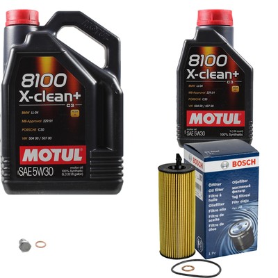 BOSCH Ölfilter 6L Motul 8100 X-clean+ 5W-30 für BMW 1er E81 118d 116d E87 120d