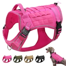 Military Tactical Dog Harness Reflective Nylon Molle Training Vest Medium Large