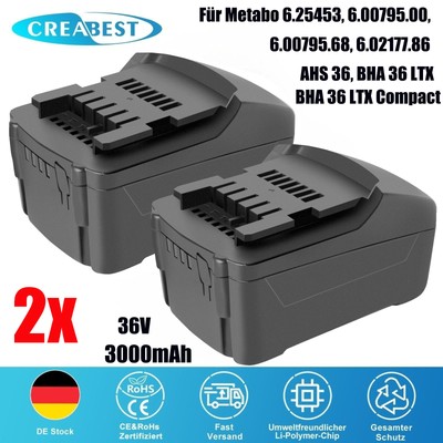 2x 36V 3AH Li-ion Akku Für Metabo 6.25453 AHS36V BHA36LTX 6.00795.00 6.00795.68