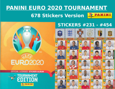 Panini UEFA EURO 2020 TOURNAMENT STICKERS - #231 - #454 - BUY 1, GET 1 FREE.