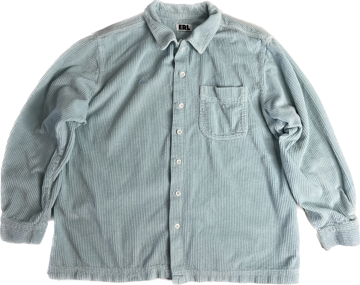 ERL Button Down Corduroy Shirt Light Blue Large Brand New With