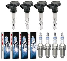 4x ABAKUS Zündspule +4x BOSCH Zündkerze Super 4 für Audi A4 8EC B7 2.0 8D2 B5