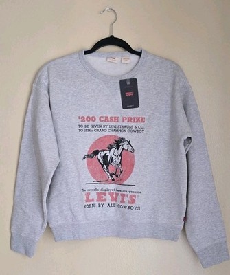 Levi's Women's Relaxed Fit Graphic Pullover Sweatshirt Gray S Crew Neck Logo