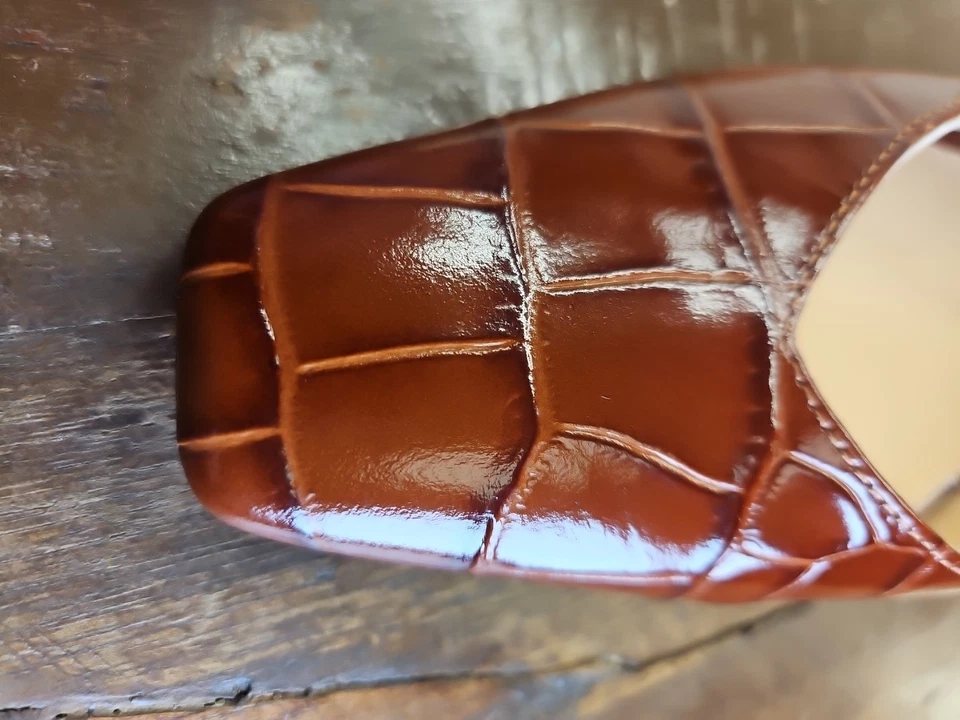 Zapatos de salón JCrew nuevos sin caja Colett Slingback d'Orsay cuero de cocodrilo en relieve con talla 9,5 Foto 3 de 4