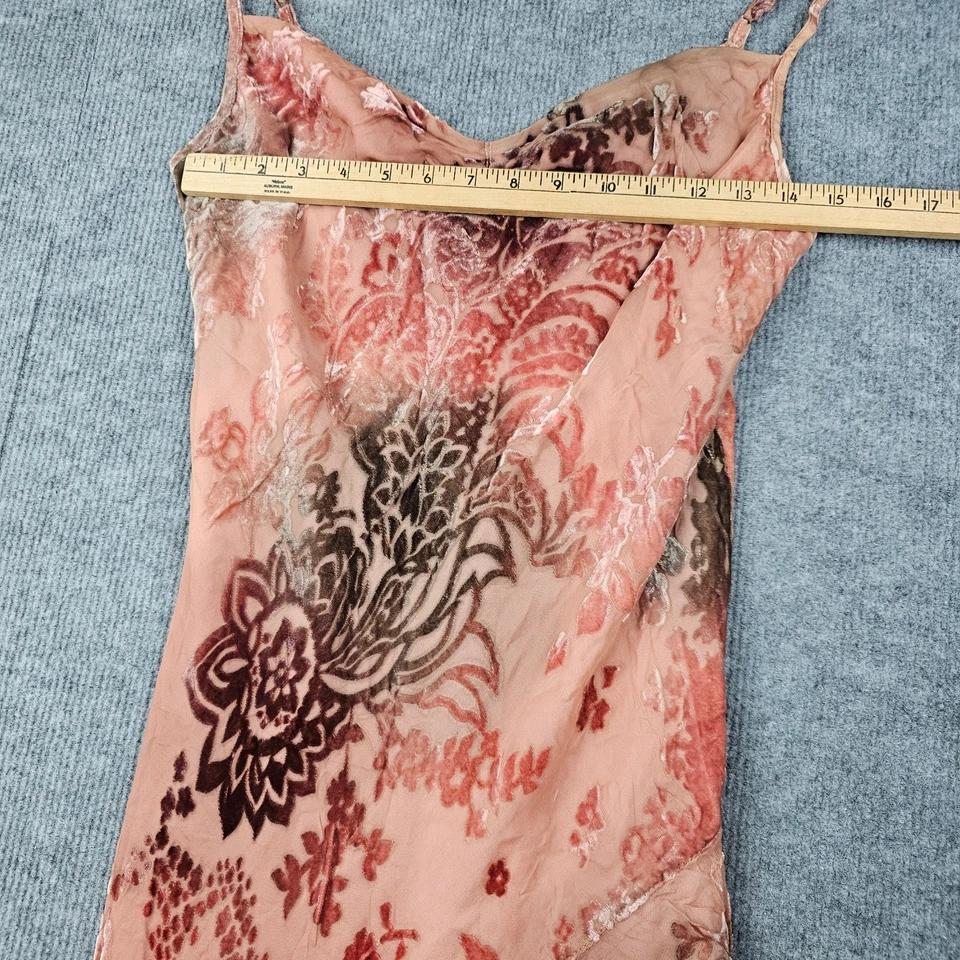 Vestido Y2K Bebe Mujer Grande Rosa Terciopelo Burnout Seda Asimétrico Hada Núcleo Años 90 Foto 3 de 4