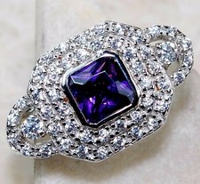 2CT Natural Amethyst Topaz 925 Solid Sterling Silver Ring Sz 6 GB2-7