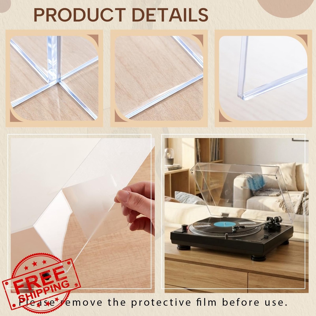 Fiwochic Acrylic Turntable Dust Cover AT-LP120XUSB Clear Protector