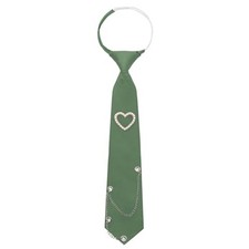 Womens Tie, Adjustable Pre-tied Ties for Women with Artificial Grayish Green