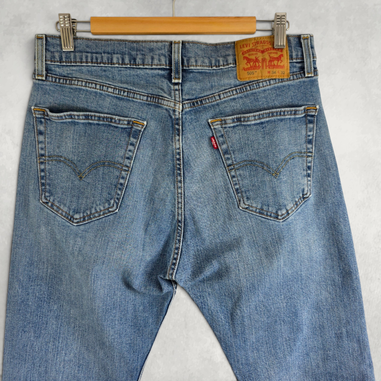 Levi’s 505 Mens Blue Straight Leg Jeans W32 L31 Stretch Denim Casual image 7