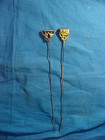 2 -19thc VICTORIAN Era GOLD FILL Ladies HAT PINS w Monograms 9" — photo 1