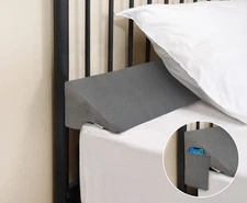 Queen Bed Wedge Pillow for Headboard Gap Filler (0-3.5"),High-Density Foam Gray