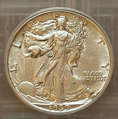 1939-D Walking Liberty half dollar, ICG AU-55 details