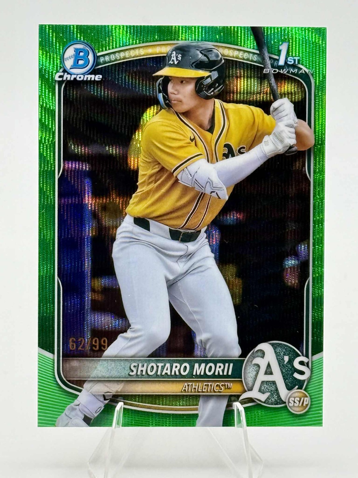 2025 Bowman Chrome Shotaro Morii 1st Green Wave Refractor /99 #BCP-170 Athletics