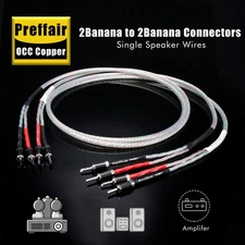 Preffair HIFI OCC Copper Speaker Cables 2 Banana to 2 Banana Plug 