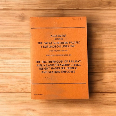 #ad Vintage Agreement Book Great Northern Pacific amp; Burlington Lines Inc. $11.02