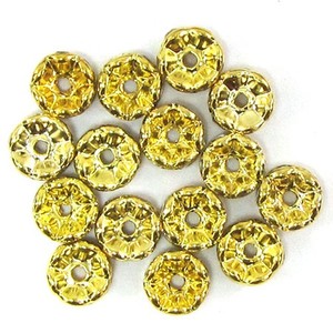 Authentic 15 8mm gold plated rhinestone rondelle beads clear findings