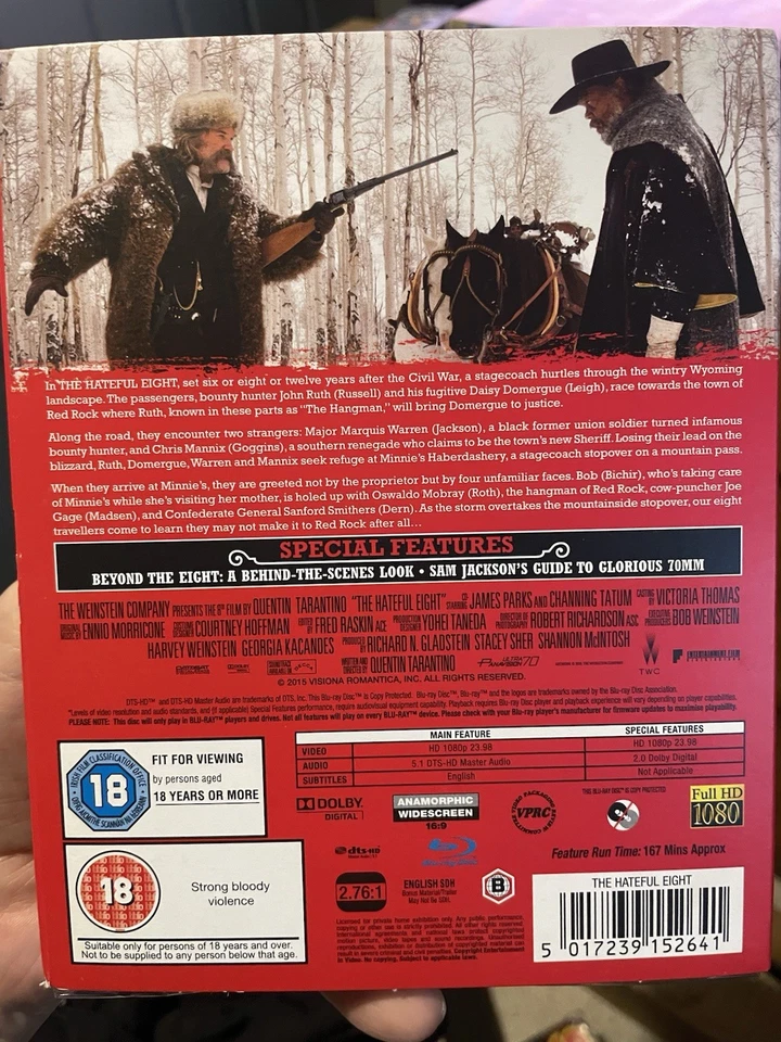 The Hateful Eight (2015) Quentin Tarantino New & Sealed UK Blu-ray - Image 2 of 2