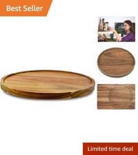 10" Acacia Wood Lazy Susan Organizer Kitchen Turntable for Cabinet Pantry Tab...