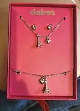 Necklace Heart  Eiffel Tower Charm Necklace/Earrings/Bracelet Claire's box set