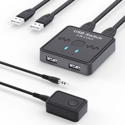 USB Switch 2 in 2 Out, USB Switcher 2 Computers Sharing Keyboard and Printer ...
