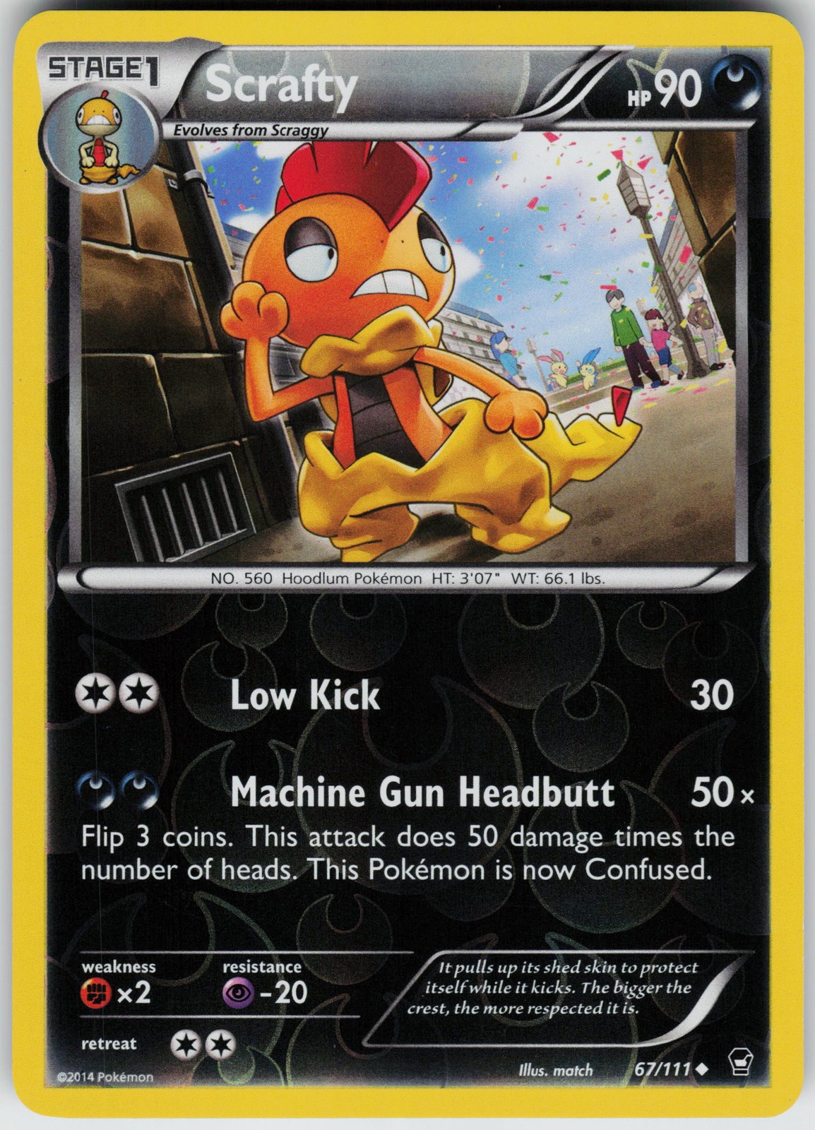Pokemon Scrafty 67/111 XY - Furious Fists Reverse Holo card