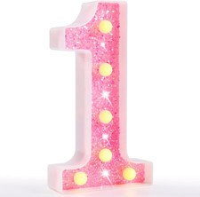 Marquee Numbers Lights, Light up Numbers Battery Powered, Glitter Lighted Number