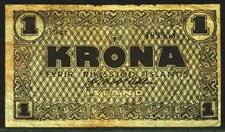 ISLAND. 1 Krona 1941. 22d