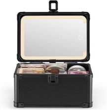 Travel Makeup Box with LED Lighted Mirror