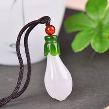 Natural White Jade Magnolia Auspicious Jade Pendant Amulet Gift