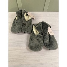 Auden Faux Fur Slipper Socks Gray Faux Shearling Lining Gripper Bottoms S/M 5-7